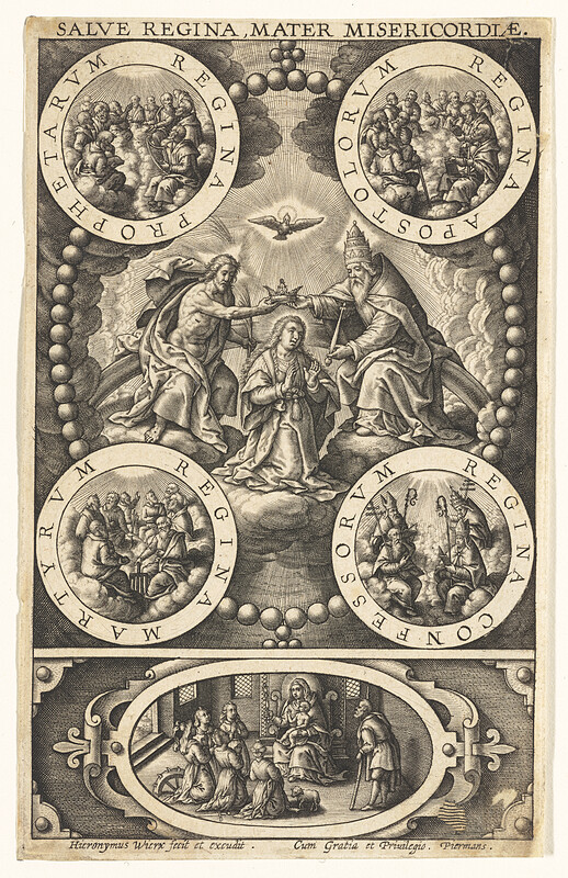 Coronation of the Virgin, Hieronymous Wierix, 16th century