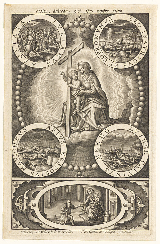 The Virgin Victorious over Heresies, Hieronymous Wierix, 16th century