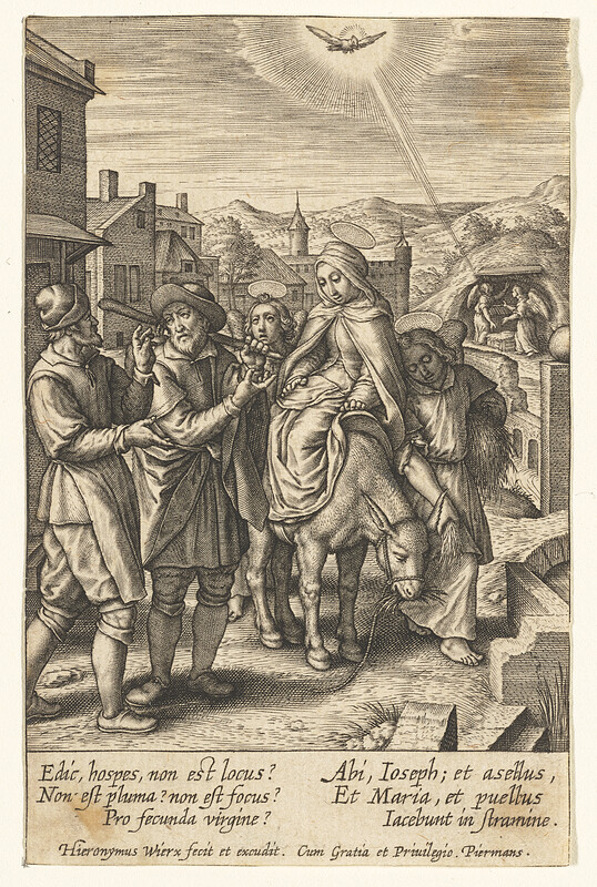 Arrival in Bethlehem, Hieronymous Wierix, 16th century