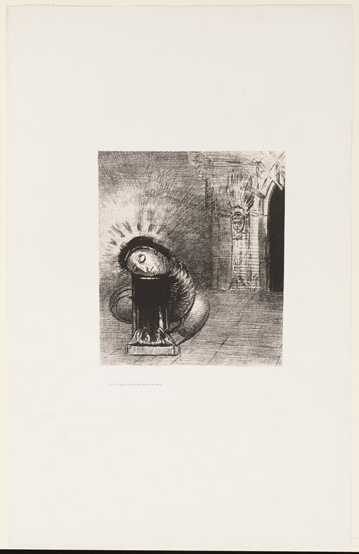 . . .une longue chrysalide couleur de sang. . ., plate II from La tentation de Saint Antoine, Одилон Редон, 1889