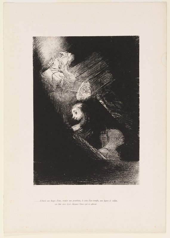 ...d'abord une flaque d'eau, ensuite une prostituee, plate I from La tentation de Saint Antoine, Одилон Редон, 1888