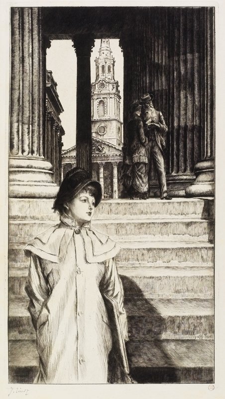 The Portico of the National Gallery, London, James Tissot, 1878