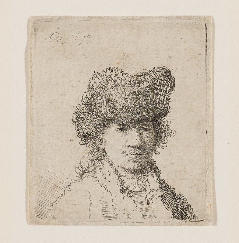 Rembrandt in a Fur Cap (the dress light) by Rembrandt van Rijn