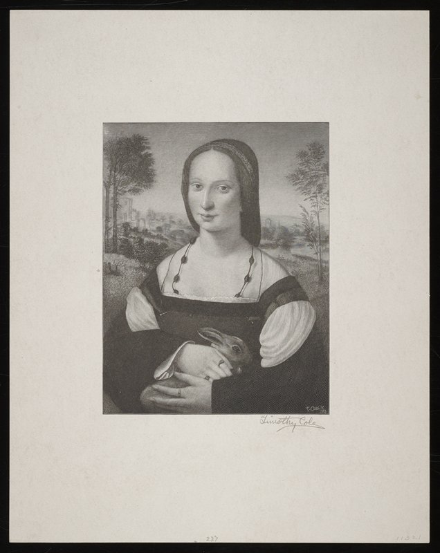 Lady Holding Rabbit, Timothy Cole, 1921