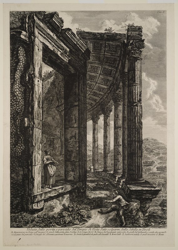 Portal and Peristyle of the Temple of Sibyl, Tivoli, Francesco Piranesi, 18th century