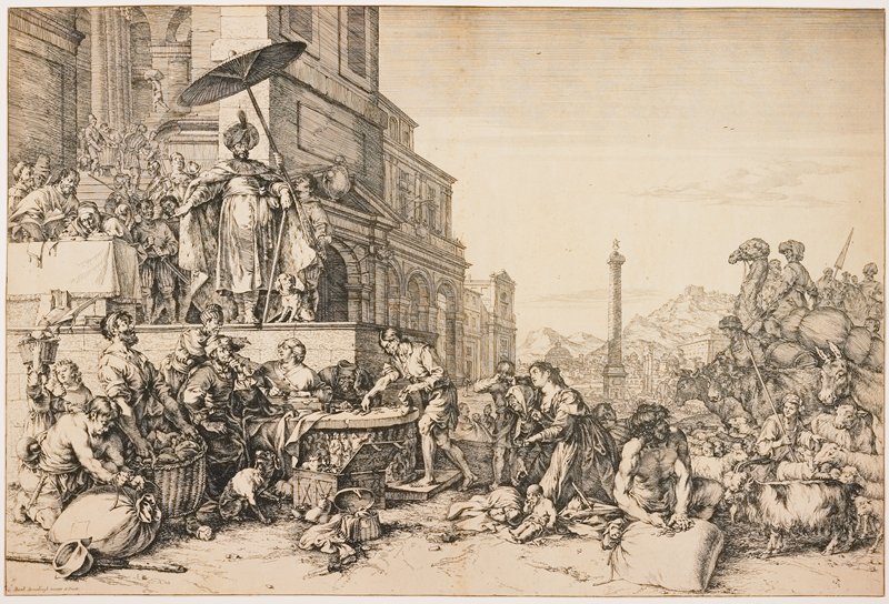 Joseph Distributing Grain in Egypt, Jan de Bisschop, c. 1648–57