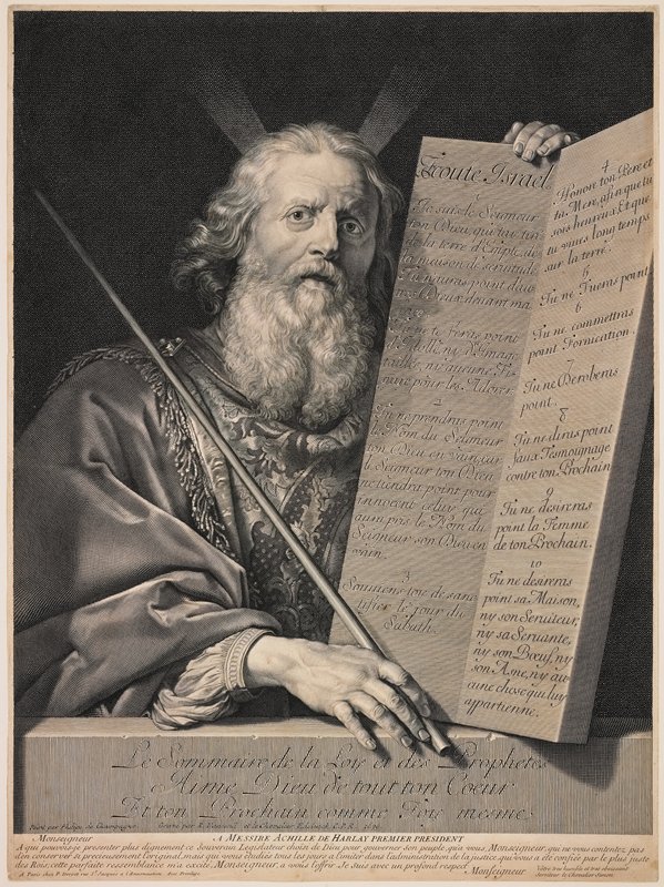 Moses Presenting the Ten Commandments, Begun by Robert Nanteuil, 1699