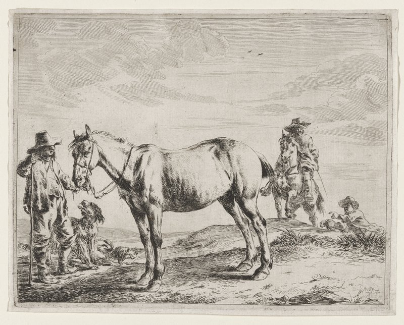 Villager Holding a Horse by the Bridle, Dirk Stoop, 17th century