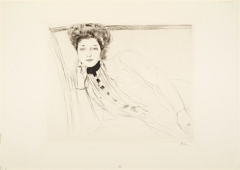 Lady Reclining in Left Corner of Sofa, Paul-César Helleu, 19th century