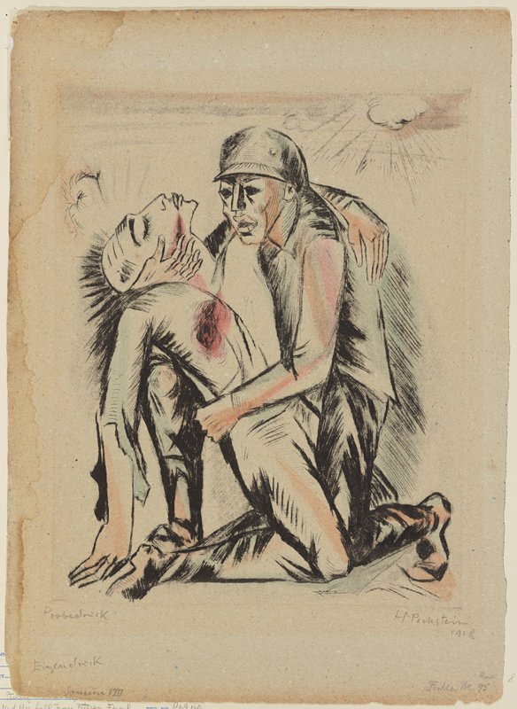 Die erste Hilfe (First Aid), plate VIII from Somme 1916, Макс Пехштейн, 1918 (тираж издание 1920)