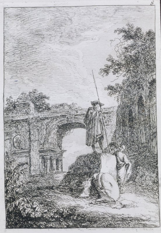 Plate 7 from Les Soirées de Rome, Юбер Робер, XVIII век