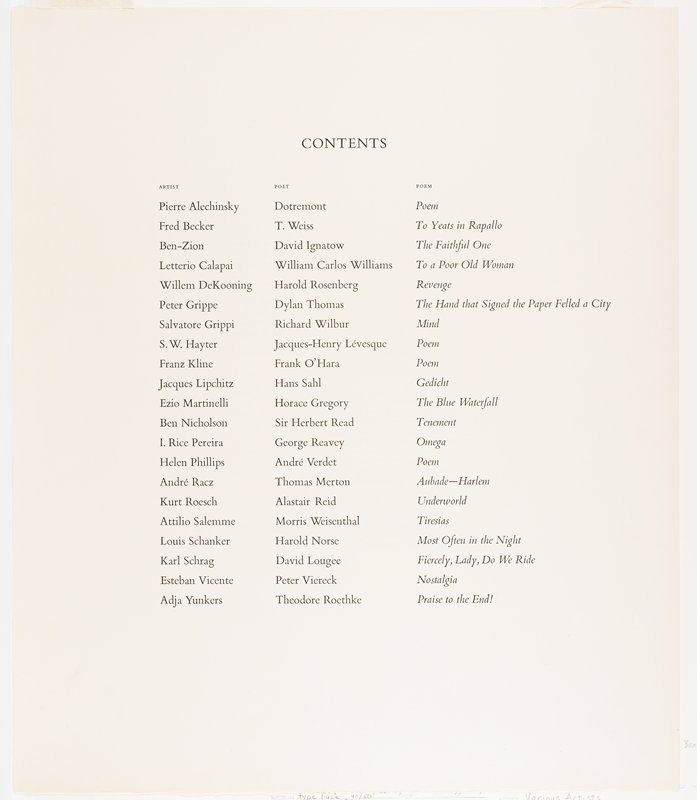 21 Etchings and Poems, Various artists, 1960