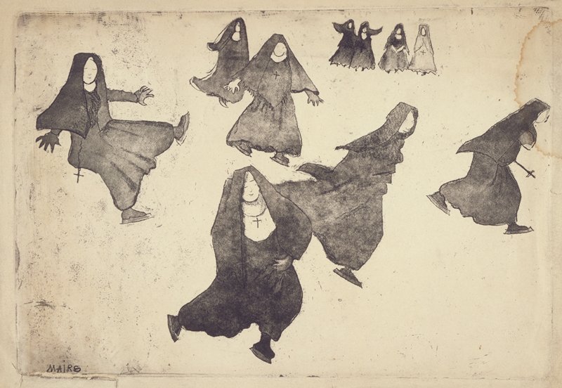 Nuns Skating, Clara Gardner Mairs, 20th century