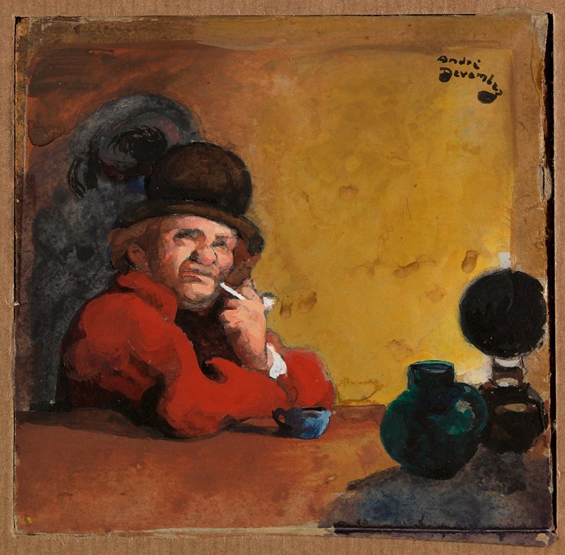 Man with a Pipe, Seated at a Table, André-Victor-Edouard Devambez, 19th century