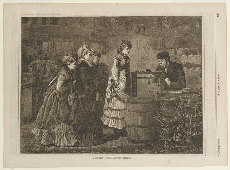 A Country Store--Getting Weighed, Winslow Homer, 1871