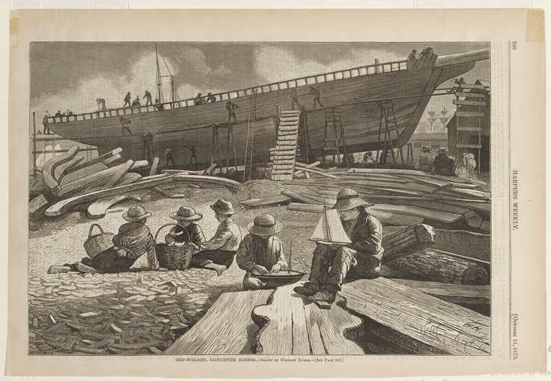 Ship-Building, Gloucester Harbor, Winslow Homer, 1873