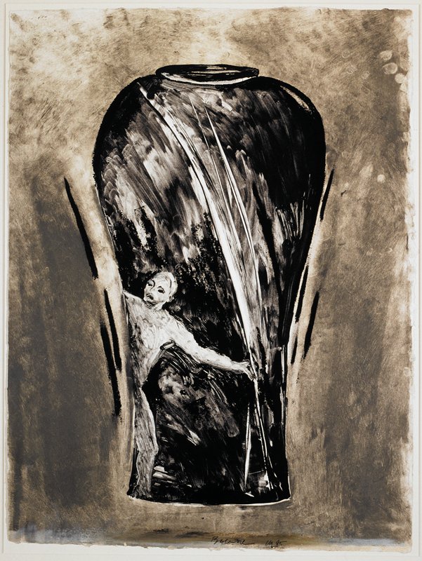 Black Vase with Javelin Thrower, Gary Bower, 1985