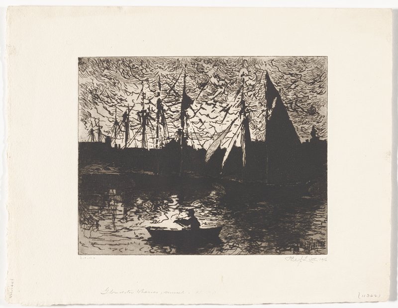 Gloucester Wharves - Sunset, Philip Little, 1916
