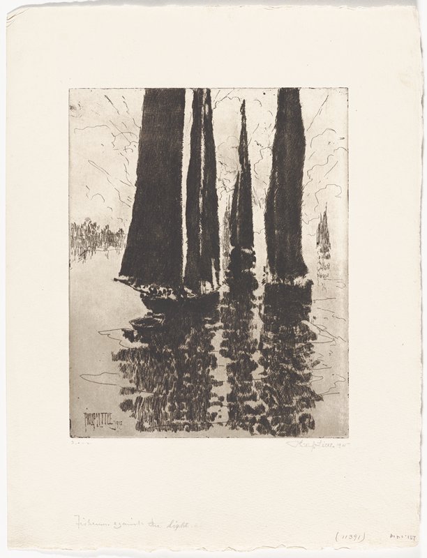 Fisherman Against the Light, Philip Little, 1915