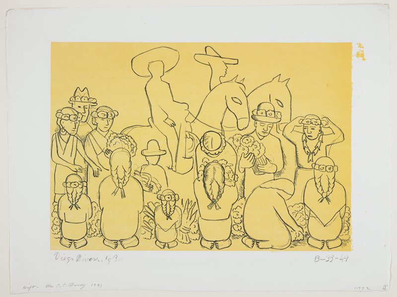 El mercado de flores by Diego Rivera