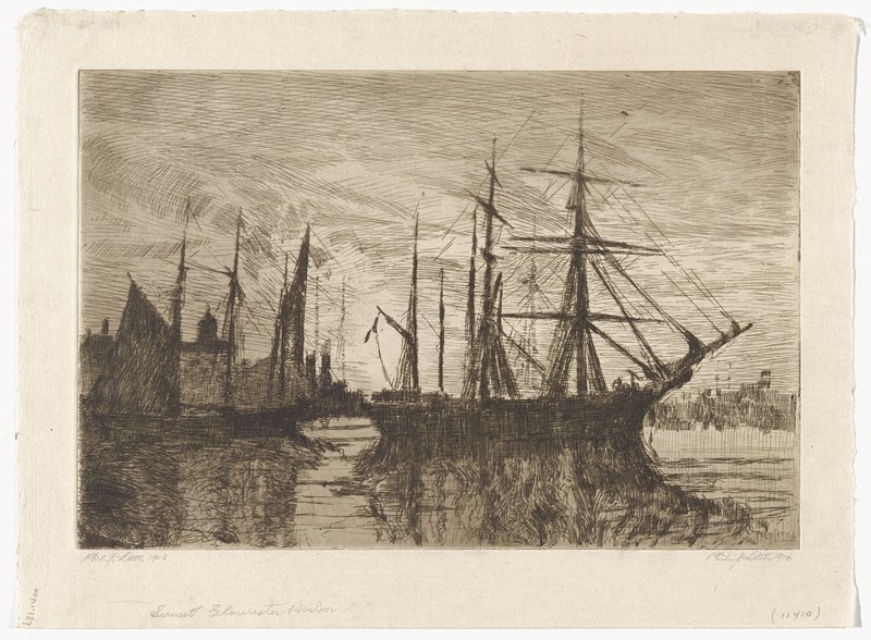 Sunset, Gloucester Harbor, Philip Little, 19th century