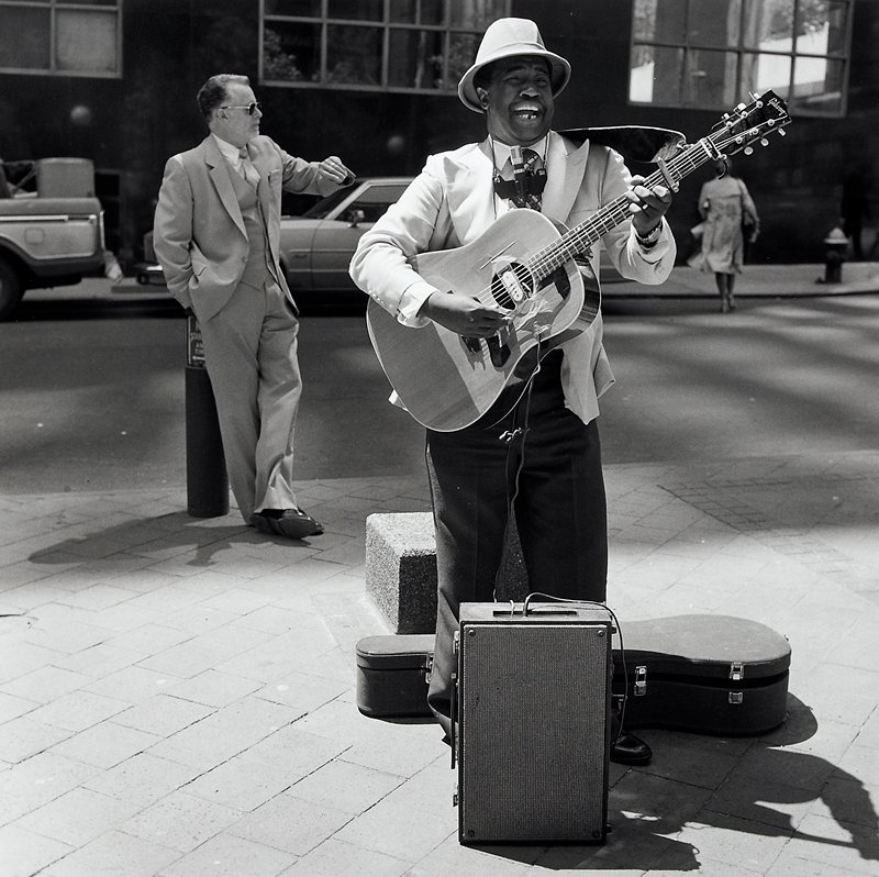 Man with Guitar, New York City, Toby Old, 1983