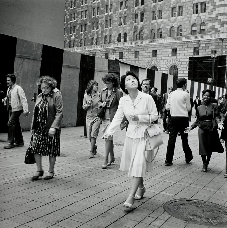 Crowd on Nassau Street, New York City, Toby Old, 1983