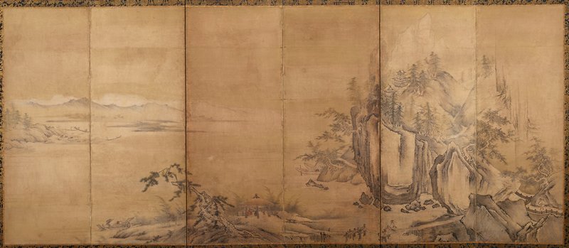 Spring and Summer [right of a pair of Landscapes of the Four Seasons], Kano School, mid 16th century