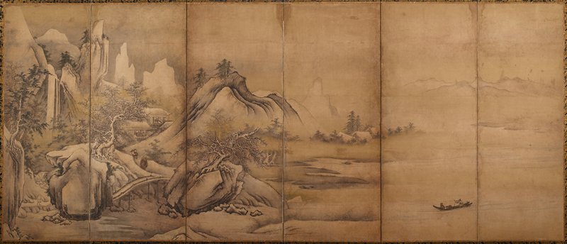 Fall and Winter [left of a pair of Landscapes of the Four Seasons], Kano School, mid 16th century