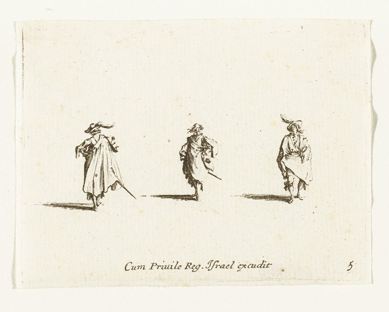 Les trois hommes, Jacques Callot, 1635