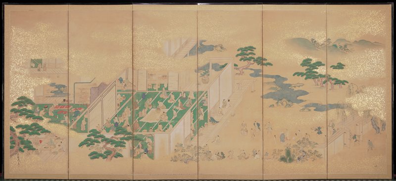 Scenes of Tea Cultivation [left of a pair], Kano Tsunenobu, 17th century