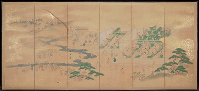 Scenes of Tea Cultivation [right of a pair], Kano Tsunenobu, 17th century