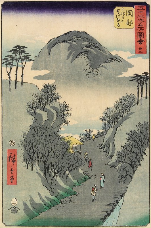 22, Mount Utsu, Okabe, Utagawa Hiroshige, 1855, 7th month