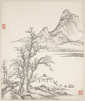 Landscape in the Manner of Ni Tsan, Cai Jia, 1735