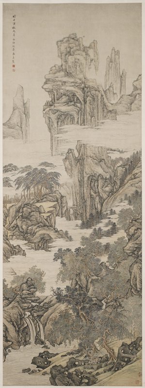 Landscape with Scholar Viewing a Waterfall, Cai Jia, 1722