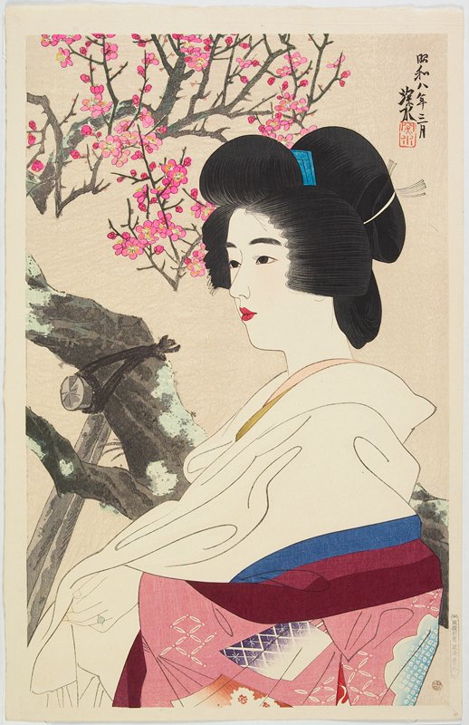 Pink Plum Blossoms, Itō Shinsui, March 1933