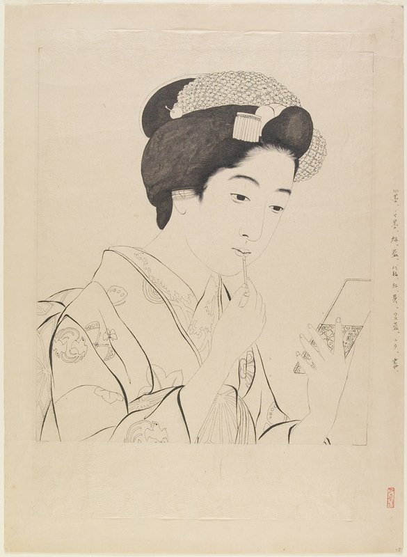 Keyblock impression for Woman Holding a Lip Brush, Hashiguchi Goyō, before February 1920