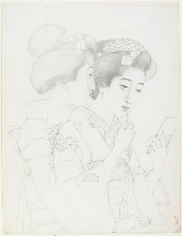 Study for Woman Holding a Lip Brush, Hashiguchi Goyō, before February 1920