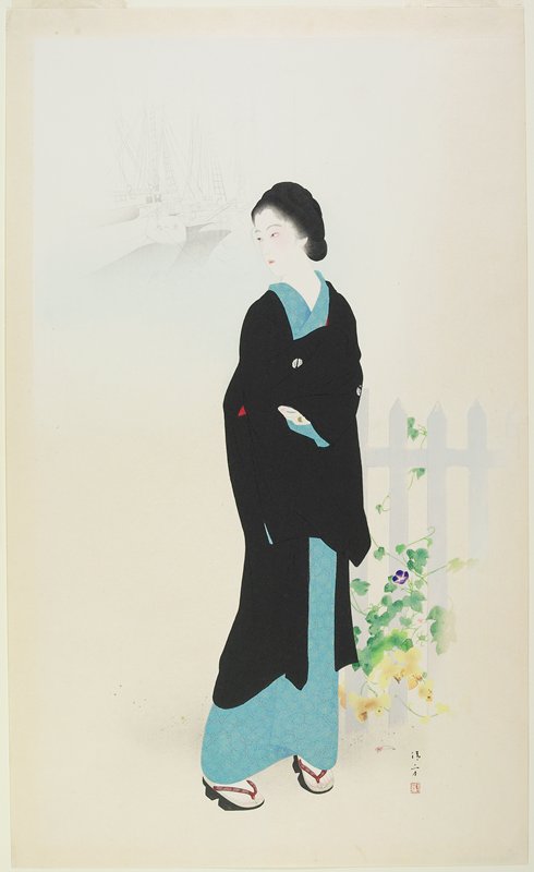 Akashi-chō in Tsukiji, Kaburaki Kiyokata, 1931