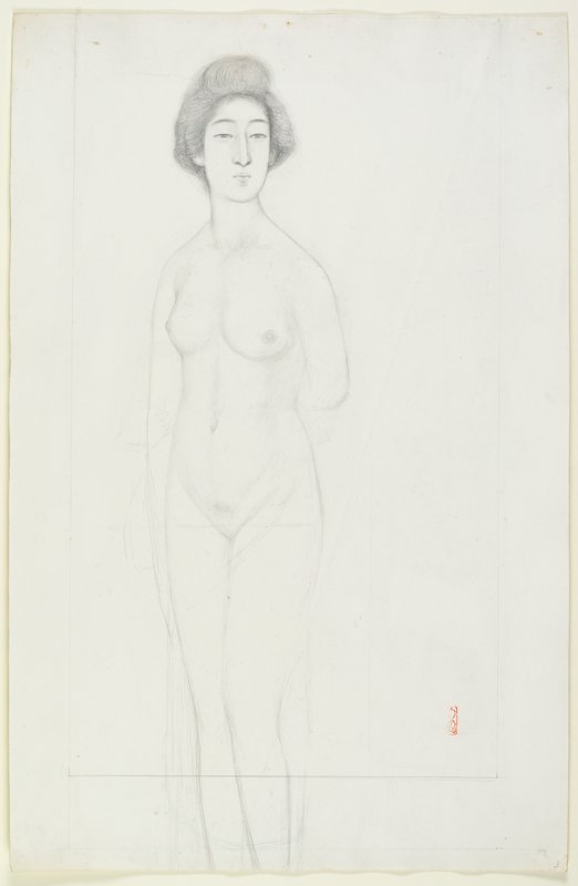 Study of a frontally posed nude, Hashiguchi Goyō, early 20th century