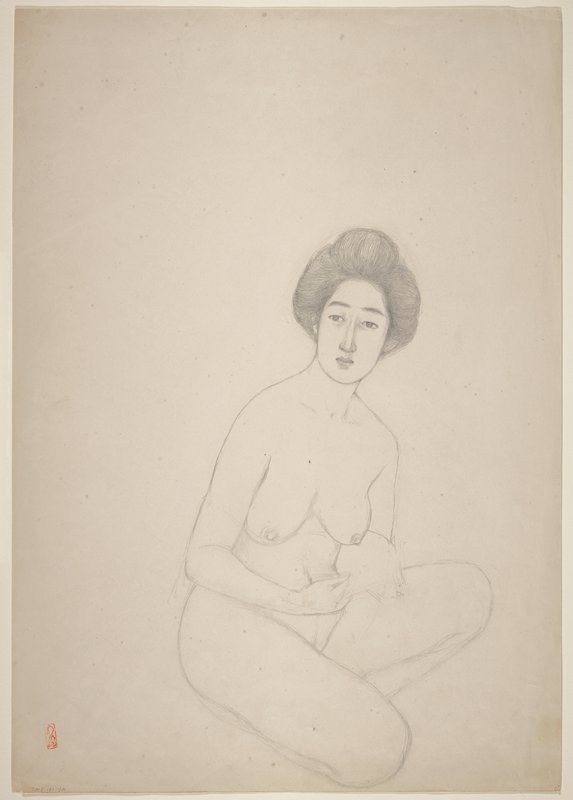 Two studies of a seated nude (recto and verso), Hashiguchi Goyō, early 20th century