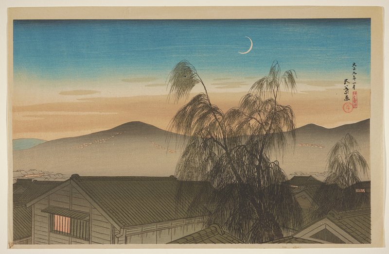 Evening Moon over Kōbe, Hashiguchi Goyō, January 1920