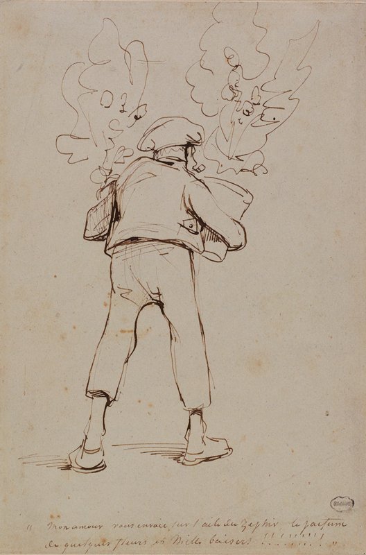 Hunchback [standing figure seen from behind], Charles-Joseph Travies de Villers, 19th century