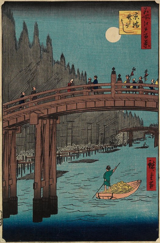 アート・デザイン・音楽 FOLKS tetsushi kobayashi Takegashi Bamboo Market at Kyōbashi Bridge, Utagawa