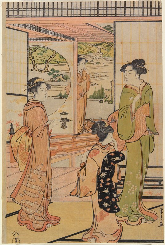 Beauties by Veranda, Hosoda Eishi, 1790s