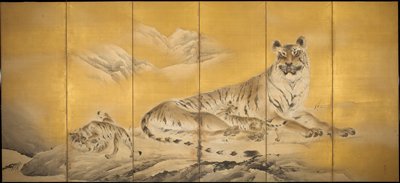 Tigers by Mountain Streams [right of a pair], Kishi Chikudō, c. 1892–1895