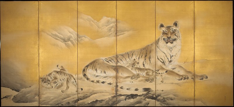 Tigers by Mountain Streams [right of a pair], Kishi Chikudō, c. 1892–1895