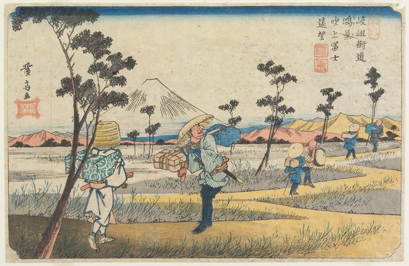No. 08, Kōnosu: Distant View of Fuji at Fukiage, Eisen 英泉, c. 1835–38