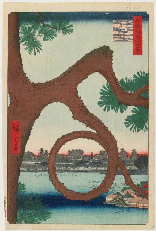 Moon Pine in Ueno Park, Utagawa Hiroshige, 1857, 8th month