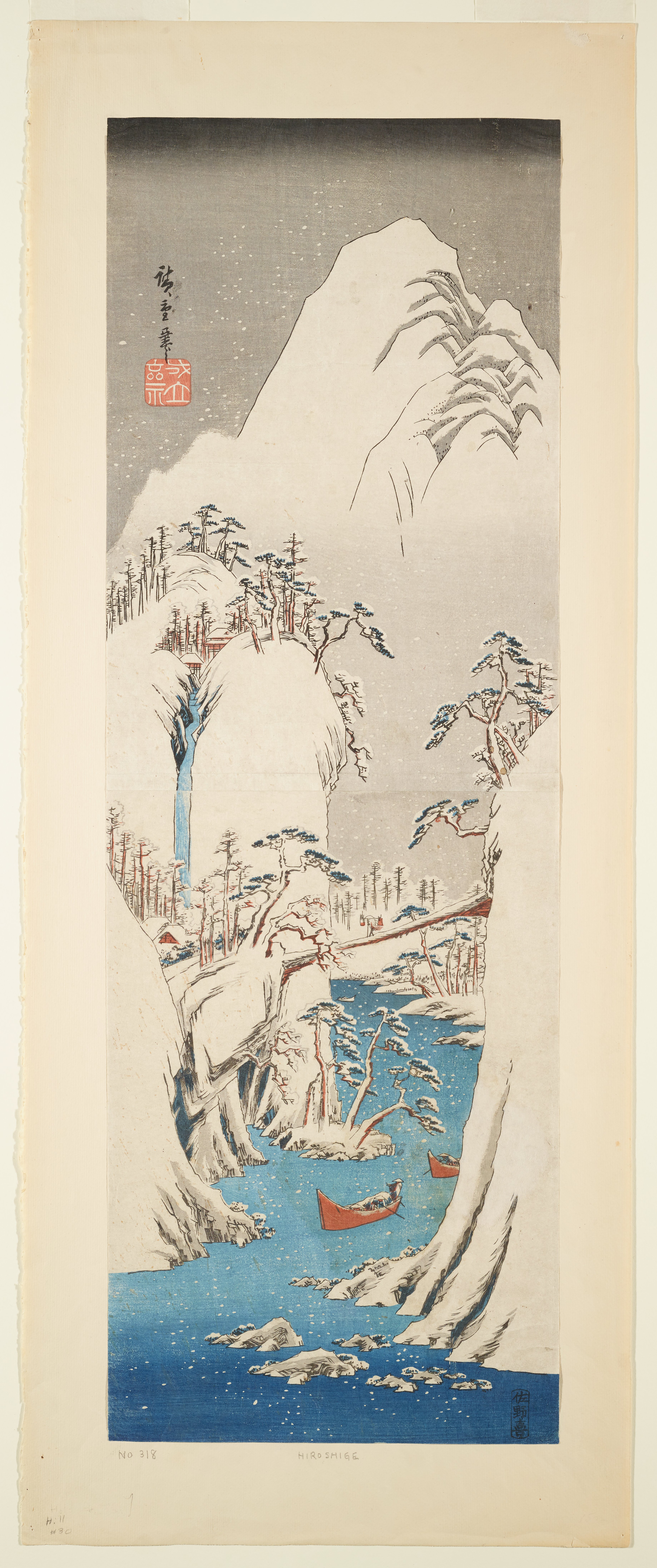 Mountain Gorge in Winter, Utagawa Hiroshige; Publisher